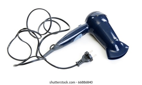 Old Hair Dryer On A White Background