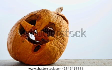 Old Halloween rotten pumpkin - after holidays concept 