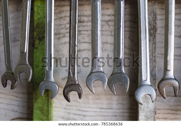 Old Hand Tools Hanging On Wall Stock Photo Edit Now 785368636