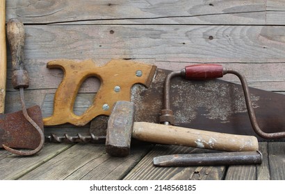 Old Hand Tools On Wood