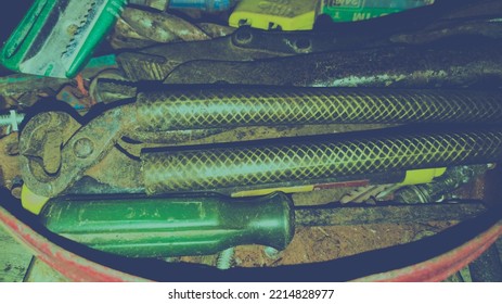 Old Hand Tools Rusty Toolbox