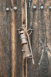 Old Handmade Rusty Metal Padlock Closeup In Zheravna Village, Bulgaria, Europe
