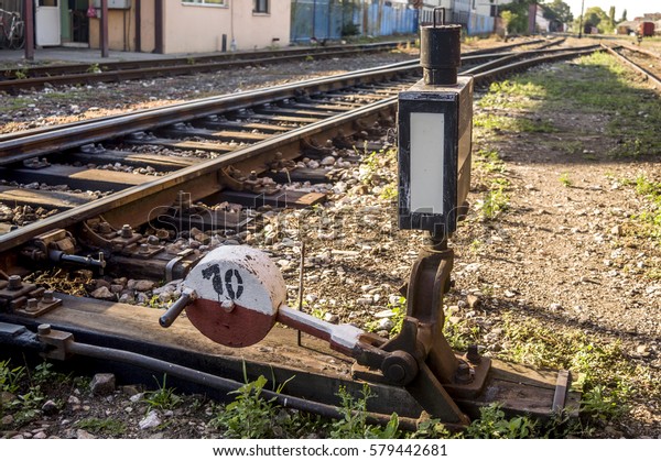 Old Handoperated Red White Railroad Switch Stock Photo (Edit Now) 579442681