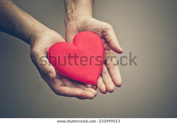 Old Hands Elderly Giving Red Heart Stock Photo (Edit Now) 233499013