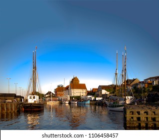 The Old Harbour Of Middelfart In Denmark