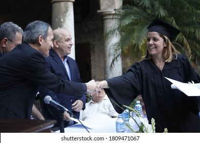 Old Havana, Havana, Cuba; 10.20.2018: Graduation Ceremony For Cuban Students In A Catholic School In Havana.
