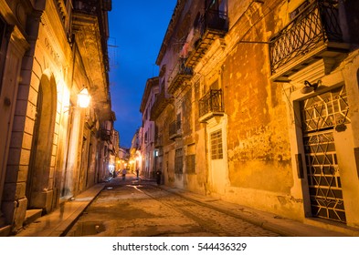 Old Havana, CUBA - March 21, 2016.  Late night street scene in Old Havana. - Shutterstock ID 544436329
