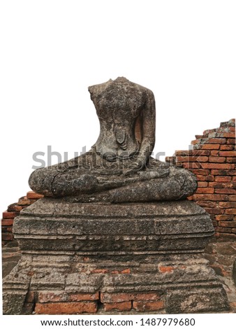 Old headless Buddha statue in the old temple, Phra Nakhon Si Ayutthaya, Thailand