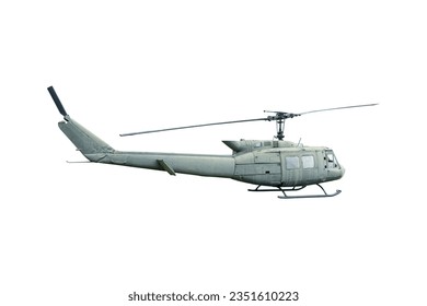 Old helicopter isolated on transparent background, PNG Format.