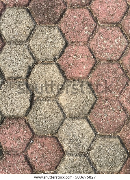 Old Hexagon Brick Block Pedestrian Walkway Stock Photo (Edit Now) 500696827