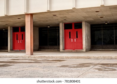 Old High School Building Architecture, Door Entrance.