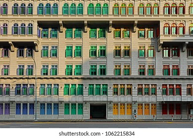 Old Hill Street / Singapore - March 30,2018: The Old Hill Street Police Station Is A Historic Building In Singapore Currently House The Ministry Of Culture Community And Youth Colorful Window