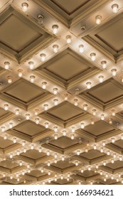 Old Historic Broadway Theater Marquee Ceiling Blinking Lights Vertical