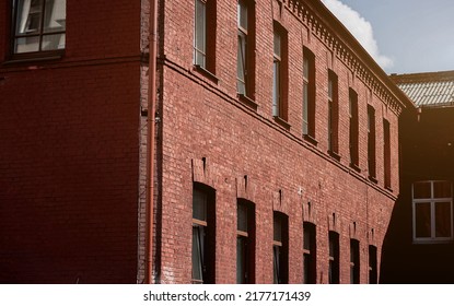 Old Historic Red Brick Building. Old Vintage Architecture