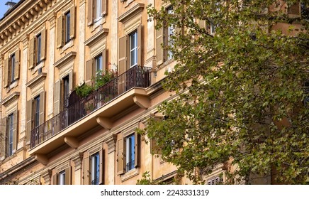 Old Historic Streets in Downtown Rome, Italy. Apartment Buildings Exterior - Shutterstock ID 2243331319