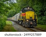 The old historic train at Cuyahoga Valley Scenic Railroad in National park at Ohio, a beautiful landmark in the American Midwest.
