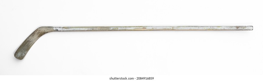 old hockey stick isolated on white background