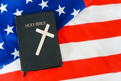 Holy Bible with the american flag, a Photo by Javier Art Photography