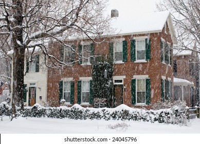 Old Home In Snow Storm