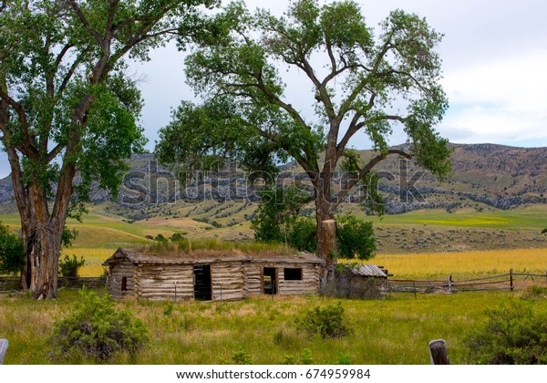 Old Homestead Log Cabin Sod Roof Stock Photo Edit Now 674959984