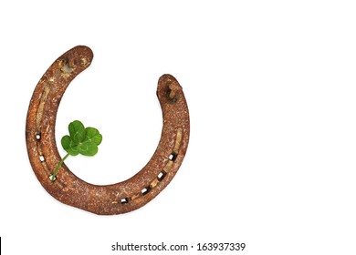 Old Horse Shoe With Four-leaf Clover