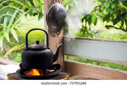 Old Hot Kettle Boiling Steaming On Stock Photo 757951684 | Shutterstock