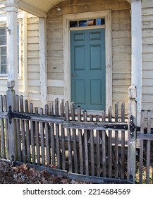 Old House Blue Front Door With Gate