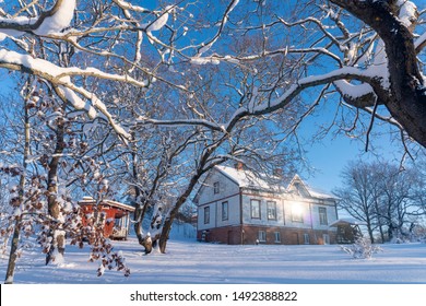 Old House Frozen Snowy Winter Forest