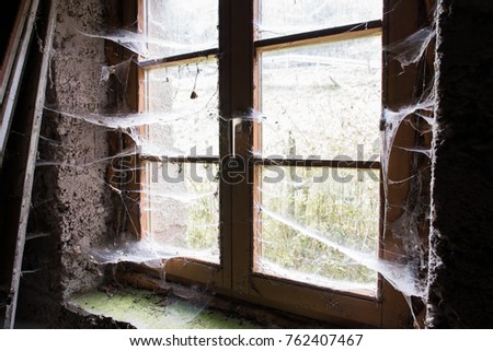 old house from inside with cobwebs