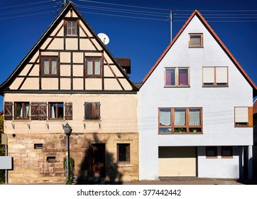 Old House New House Downtown, Ancient And New German Architecture.