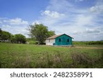 old house,old rural house in the countryside, sunny day, Brazilian Northeast, simple house, rural exodus, social issue, country house, rural house	