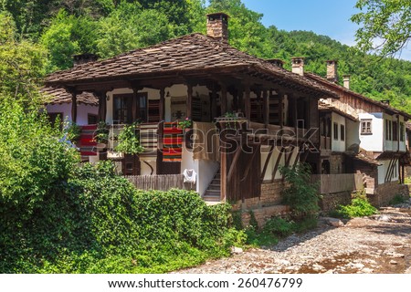 Old houses in the Etar Museum, Bulgaria.
