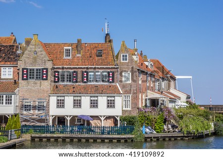 Old houses at the quay in Enkhuizen, The Netherlands