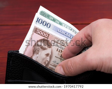  Old Icelandic krona in the black wallet