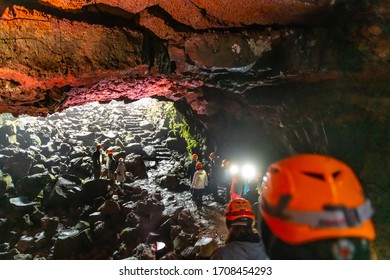 Old Icelandic Lava Tunnel as tourist attraction