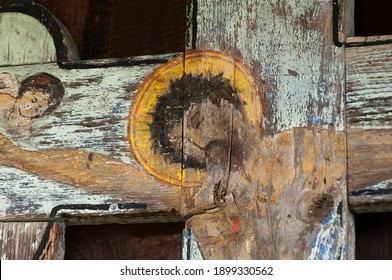 Old image crucifixion of Jesus Christ on wooden cross. (concept of self-sacrifice)
