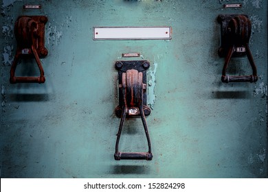 Old Industrial Electronics Switch Cupboard In A Firm