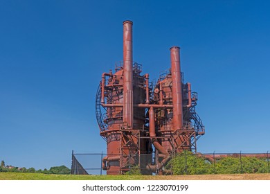 Old Industrial Equipment For Coal Gasification  In A  Gas Works Park In Seattle