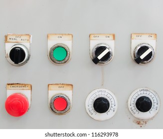 old industrial switching button control panel