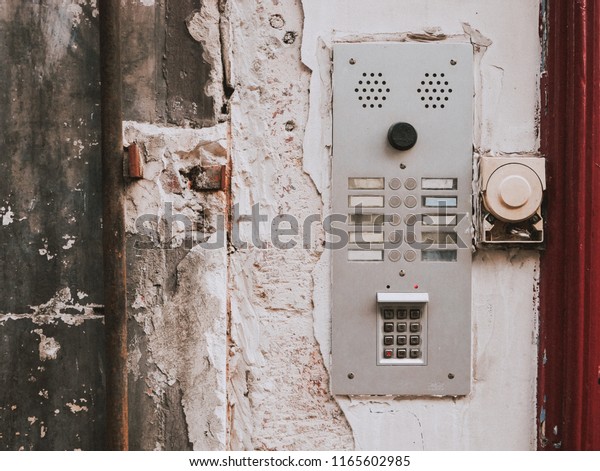 Old Inter Com Ring Bell Access Parks Outdoor Stock Image