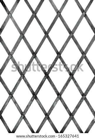 Old iron bars for window, prison - isolated over white