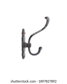 Old Iron Coat Hook On White Background