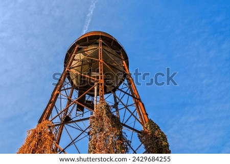 Old iron railway water tank tower in Szeged in Sout Hungary