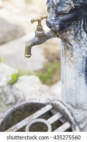 An Old Iron Rusty Faucet. Water Lack Is One Of Largest World Problems. Today, Nearly 1 Billion People In The Developing World Don't Have Access To It