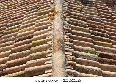 Old italian terracotta roof after an architectural restoration (Italy-Tuscany region)