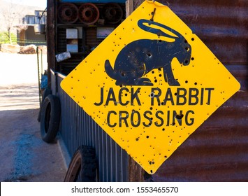 Old Jack Rabbit Crossing Road Sign At Route 66