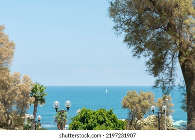 Old Jaffa Tel Aviv, Israel. City And Sea View And Sight. Sightseeing And Tourism In Israel, Middle East. Mediterranean Sea.