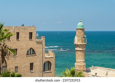 Old Jaffa Tel Aviv, Israel. City And Sea View And Sight. Sightseeing And Tourism In Israel, Middle East. Mediterranean Sea.