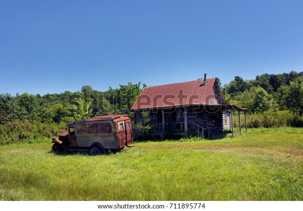 Old Jalopy Sits Yard Abandoned Log Stock Photo Edit Now 711895774