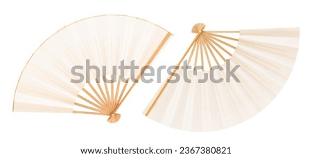 Old Japanese fan isolated on white with clipping path.